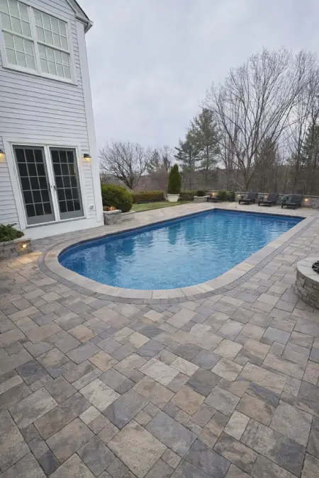 Luxury gunite pool patio installation in Saratoga Springs NY