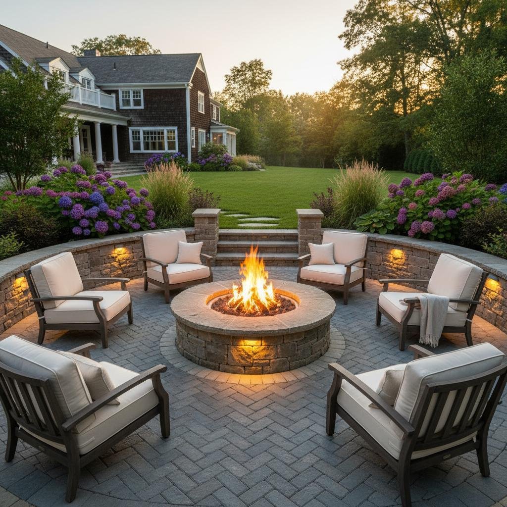 custom stone fire pit installation Loudonville NY