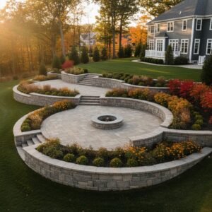 sloped yards retaining wall construction Delmar