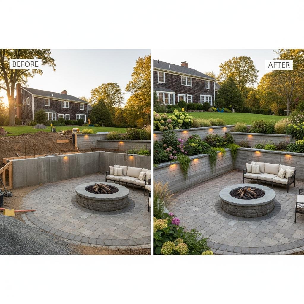 Latham poured concrete retaining wall installation
