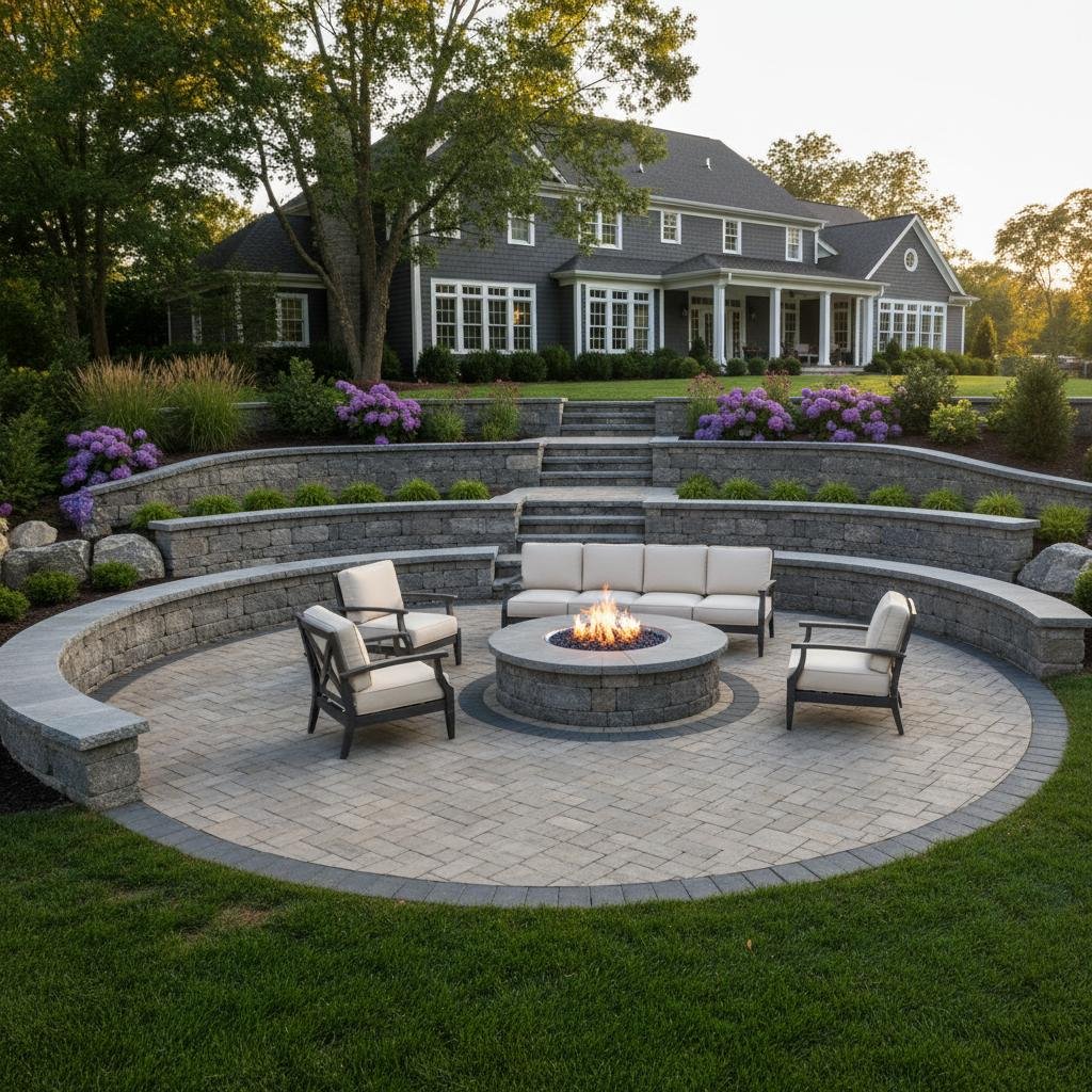 Latham NY natural stone retaining wall construction
