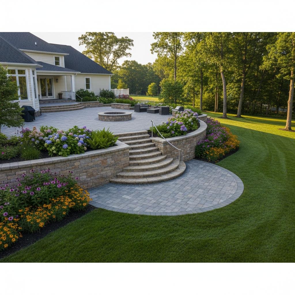 sloped yard hardscape solutions Glenmont NY