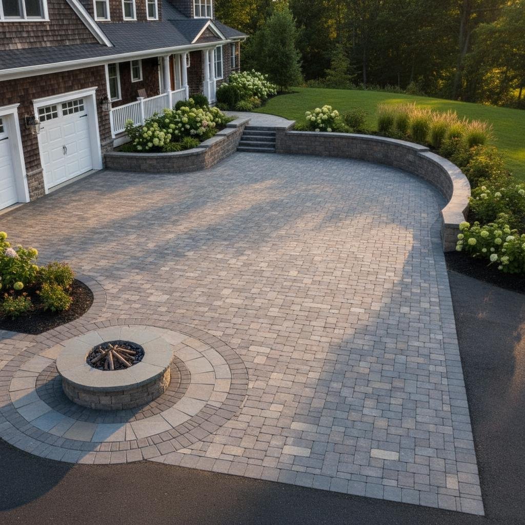 Latham NY interlocking paver driveway installation