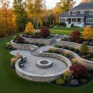 sloped yards retaining wall construction Delmar