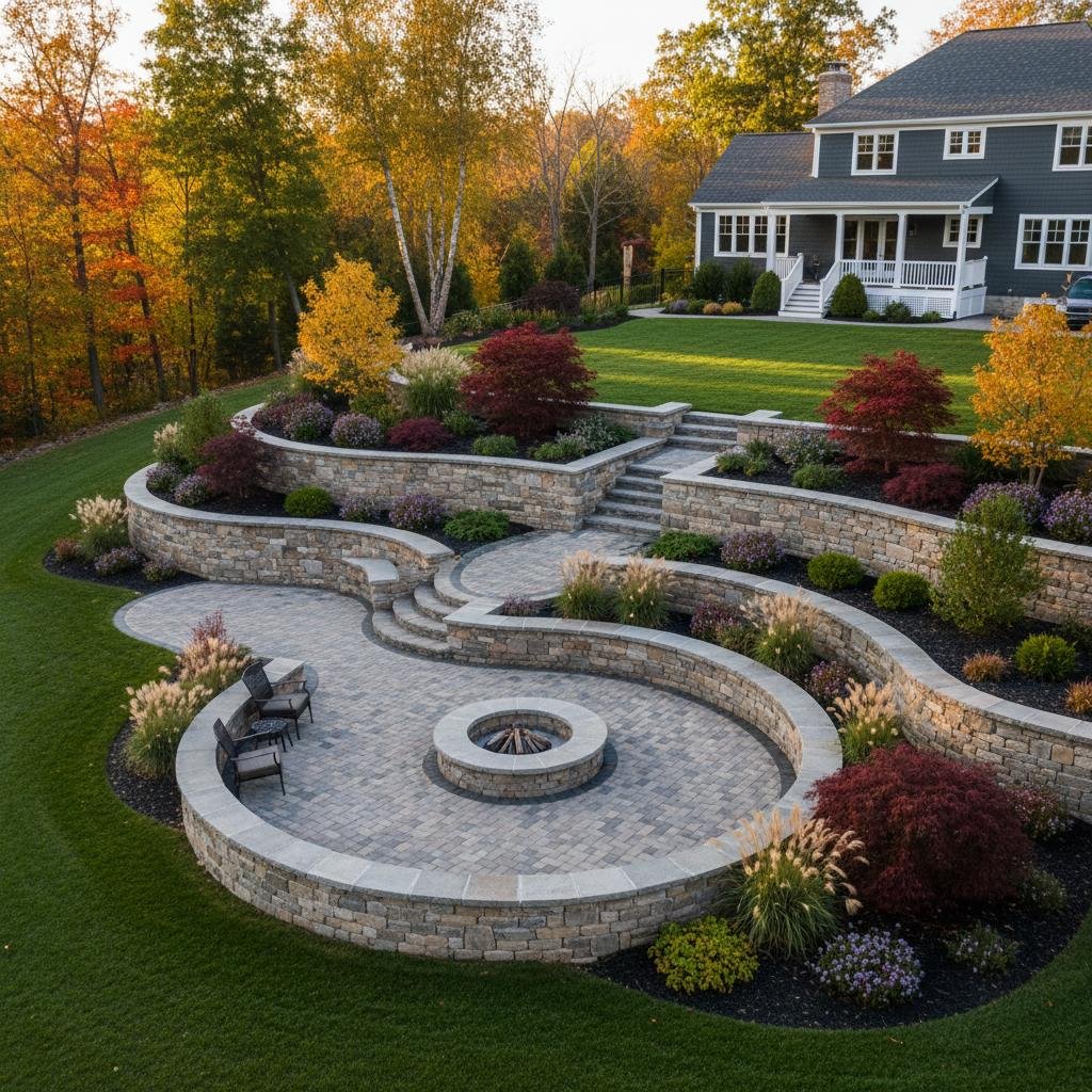 sloped yards retaining wall construction Delmar