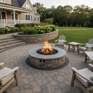 Custom non-gas fire pit builders near Saratoga Springs