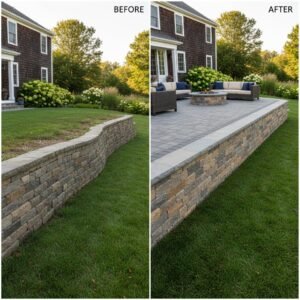 leaning retaining wall repair Latham NY