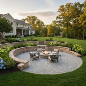 sloped yard retaining wall construction Glenmont