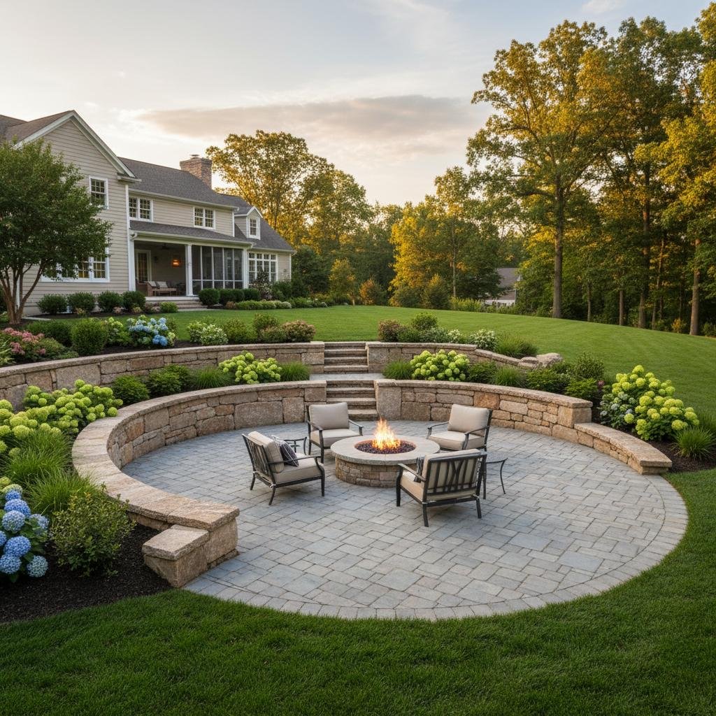sloped yard retaining wall construction Glenmont