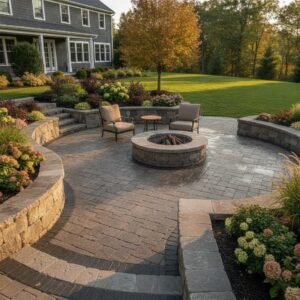 backyard water runoff permeable paver installation Niskayuna