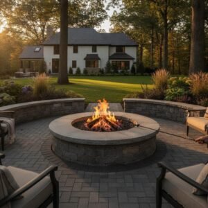 professional wood-burning fire pit masonry near Delmar NY
