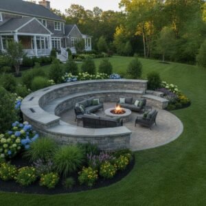 sloped yard drainage retaining wall design Troy
