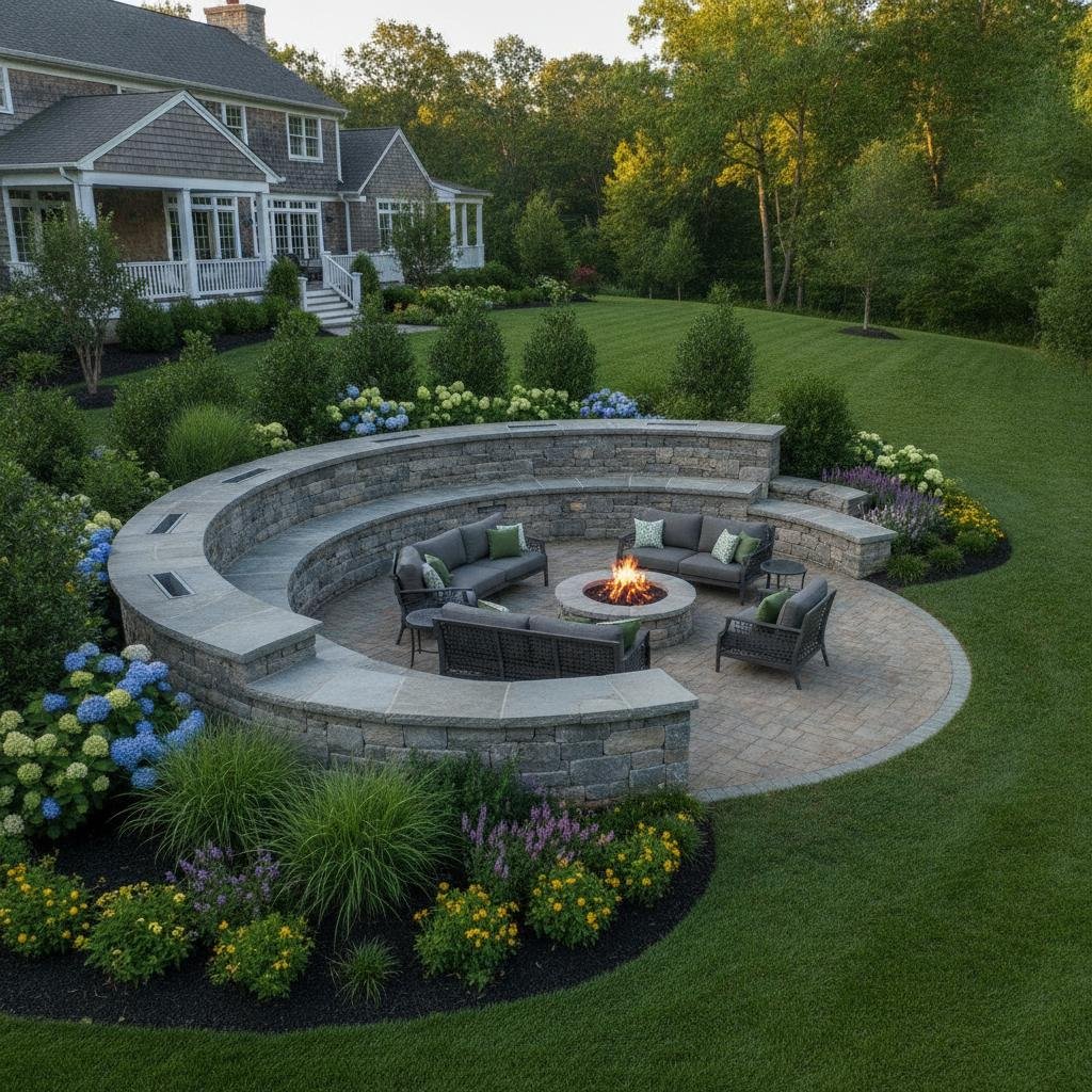 sloped yard drainage retaining wall design Troy